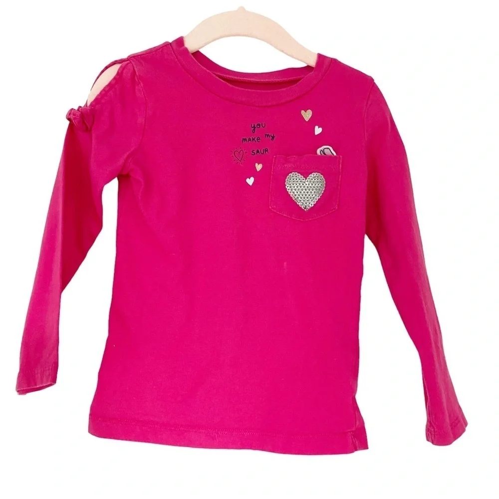 Carter’s Girls Toddler Shirt interactive jersey Cold Shoulder long Sleeve 3T